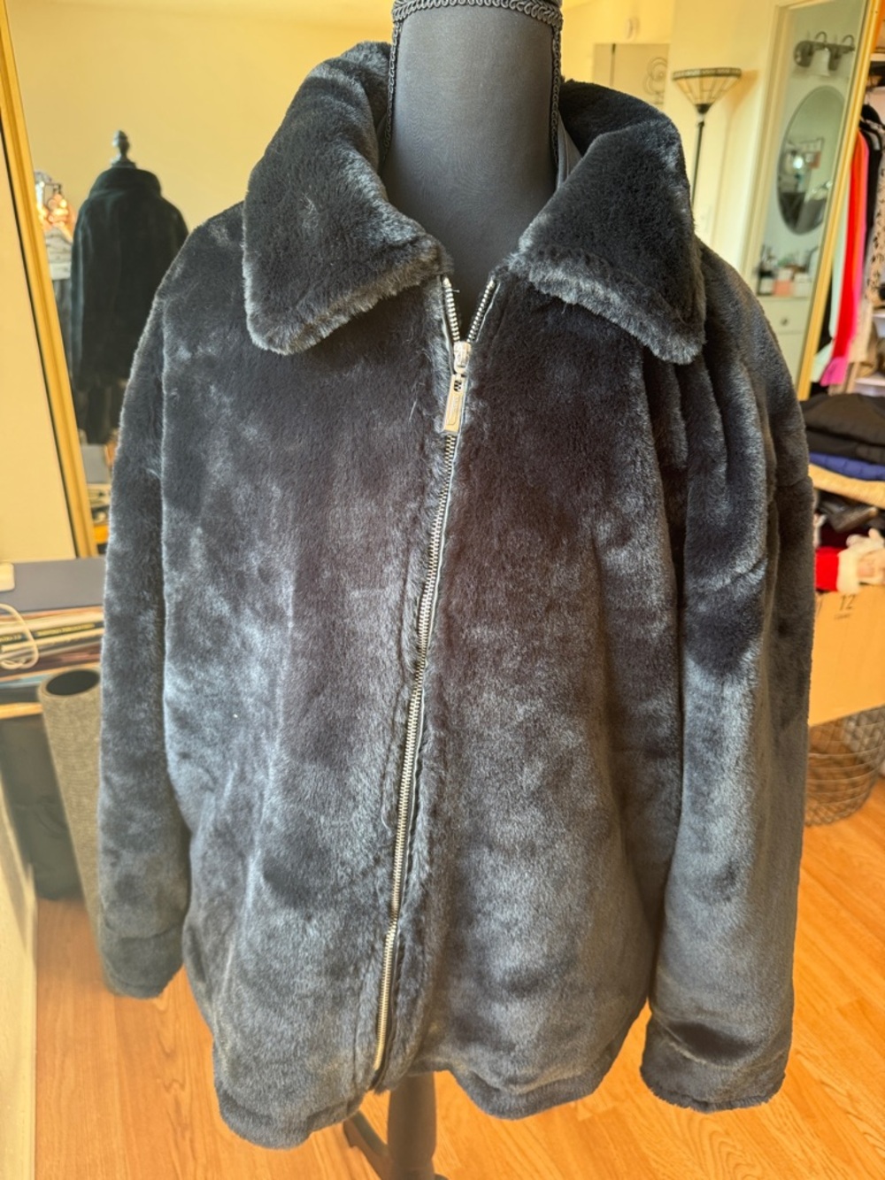 Jou Jou Faux Fur Women Jacket - Black,size Large